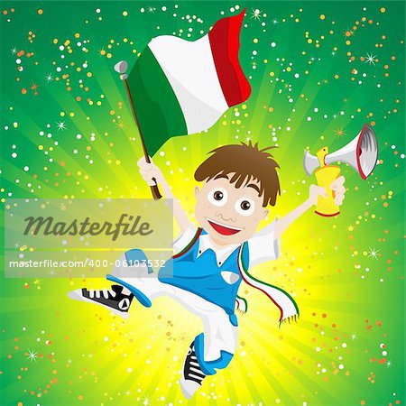 Vector - Italy Sport Fan with Flag and Horn