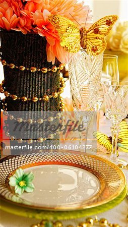 Close-up wedding table set