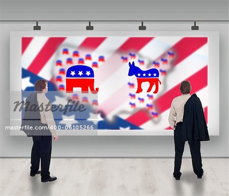 American presidential elections - businessman pondering the choices