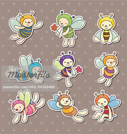 cartoon bee boy stickers