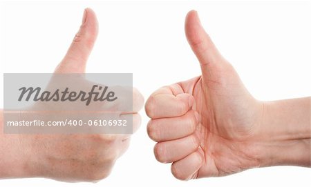 Approving  hands gestures, on a white background