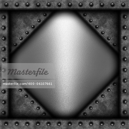 Grunge background with concrete and metal texture with rivets