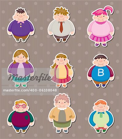 Cartoon Fat people stickers