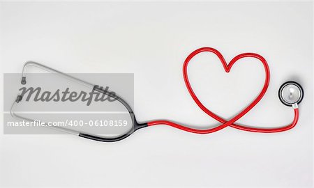 stethoscope heart shape isolated on white background