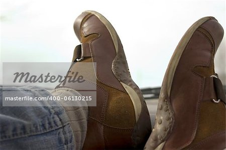 Feet on the dashboard relaxing during lunch