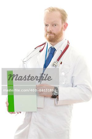 Doctor holding some information or facts.