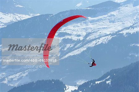 A paraglider in Laax, Switzerland.