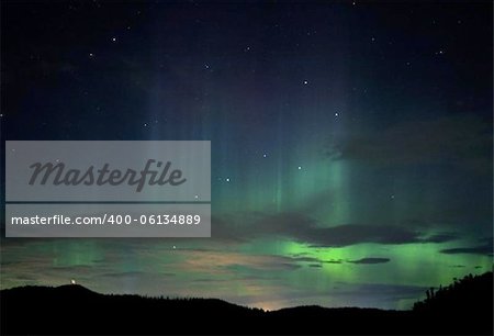 Northern Lights & Big Dipper with blue rays