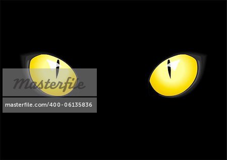 Stock vector of cat eyes on black background