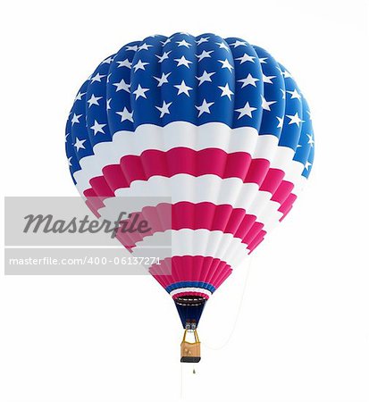 hot air balloon usa flag isolated on a white background