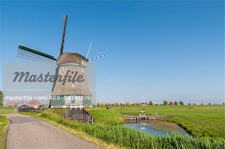 Katwoude windmill in Volendam, Holland, in a bright sunny day