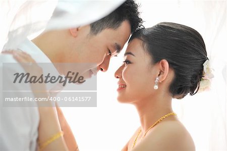 Romantic groom and bride dancing in their wedding day