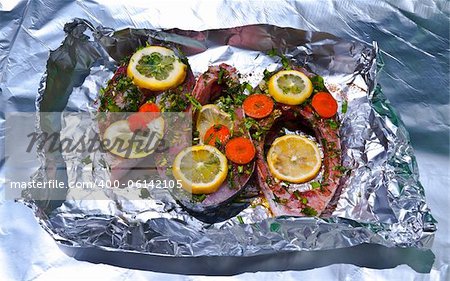 Raw Pink Fish with Herbs and Lemon