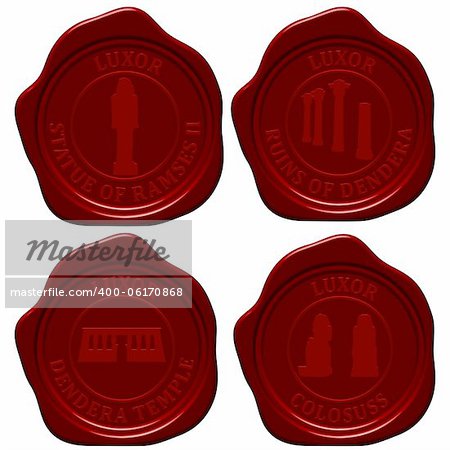 Egypt sealing wax stamp set for design use. Vector illustration.