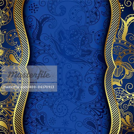 Illustration of abstract gold floral background.