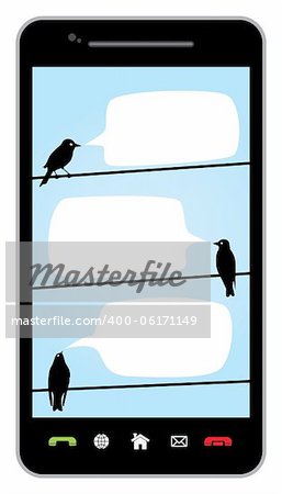 Birds sitting on a wire - abstract vector illustration