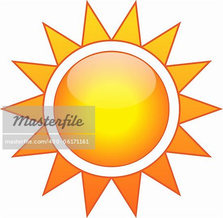 Vector illustration of the sun isolated on white background