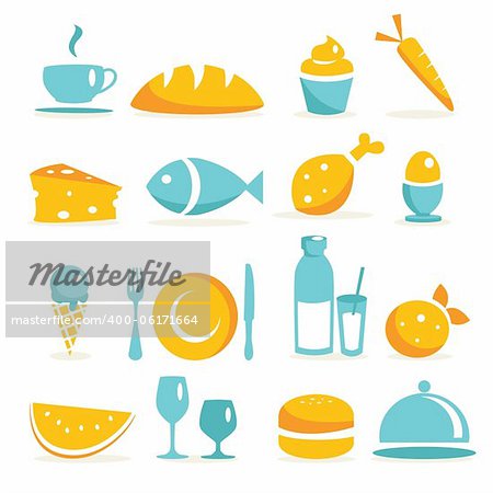 Food icons, vector illustration