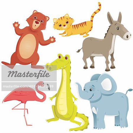 Cartoon animals, vector illustration