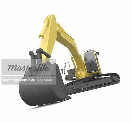 illustration of an excavator. Hi-res 3D Digitally generated image.