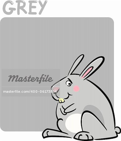 Cartoon Illustration of Color Grey and Rabbit
