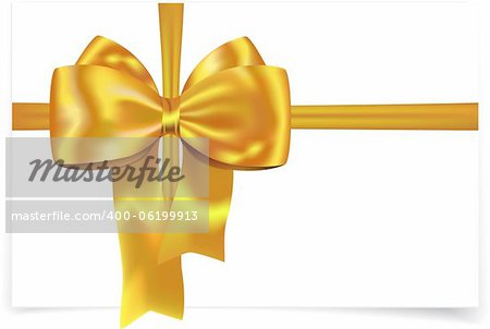 Golden/yellow gift ribbon with bow for cards, boxes and decorations. Vector illustration