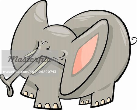 Cartoon Humorous Illustration of Cute Gray Elephant