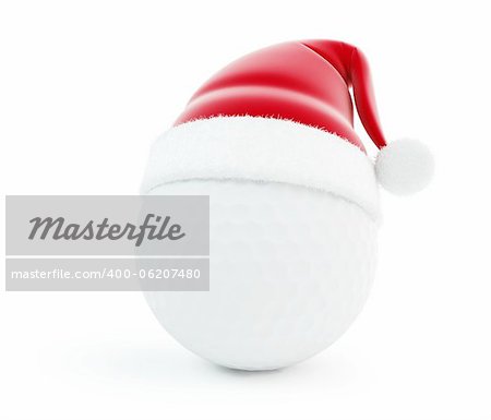 santa hat golf ball isolated on a white background