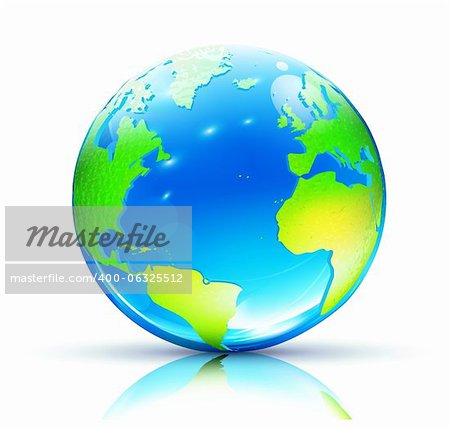 Vector illustration of Glossy Earth Map Globe