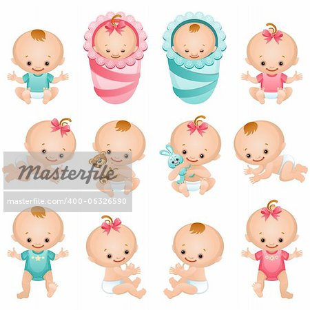 Vector illustration - newborn baby icon set