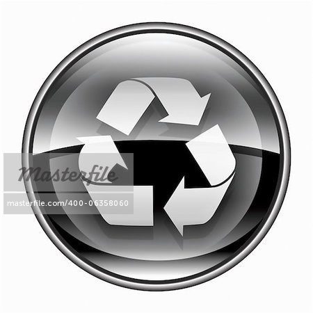 Recycling symbol icon black, isolated on white background.