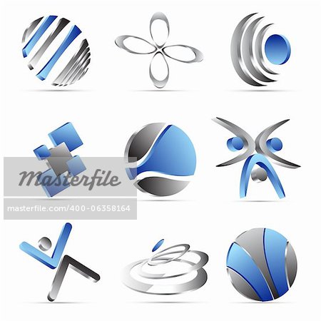 blue business icons design