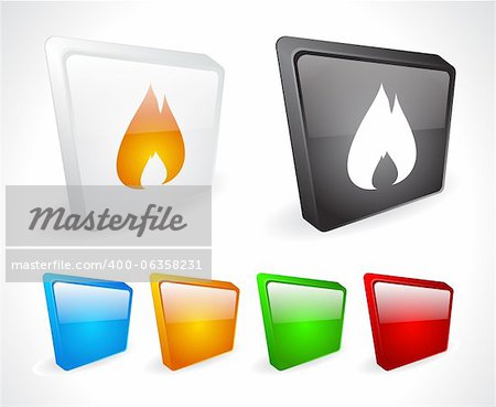 Color 3d square shiny buttons for web. Vector illustration