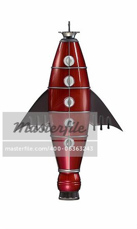 red space rocket isolated on white background