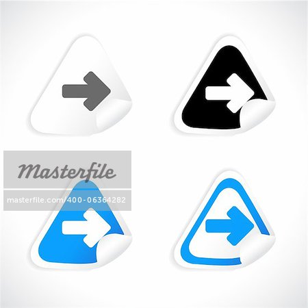 Set of beautiful paper stickers with corners. Vector illustration.