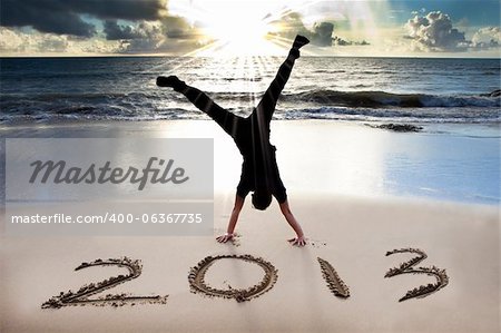 happy new year 2013 on the beach