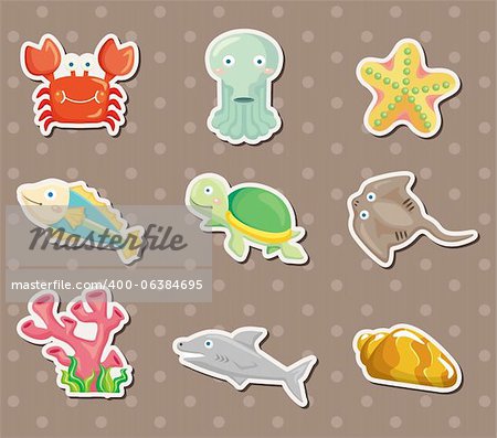 cartoon Aquarium animal stickers