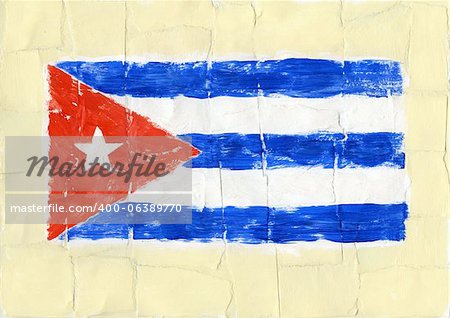 Hand painted acrylic flag of Cuba