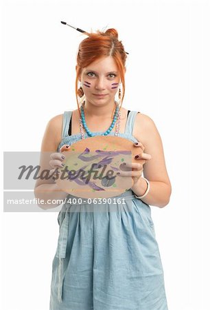 artist-girl with brush in her hair