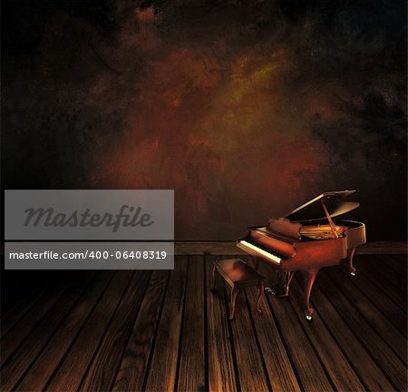 Music concept. Background  with Vintage piano on Art abstract original painting