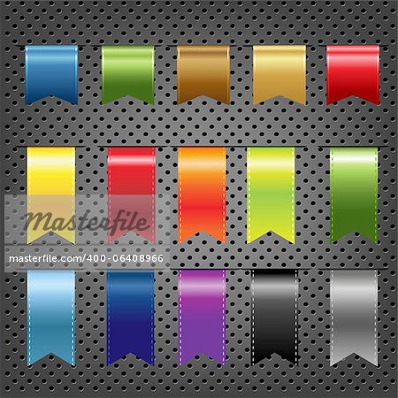 Abstract Metal Background With Ribbons Set, Vector Illustration