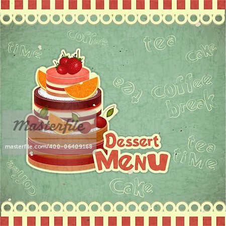 Vintage Cafe or Confectionery Dessert Menu in Retro style - vector illustration