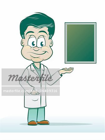 Doctor Cartoon with X-ray or Chart