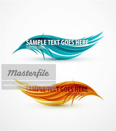 Abstract blue and orange vector eps10 wave text line set