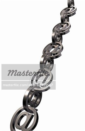 metal email chain on white background - 3d illustration