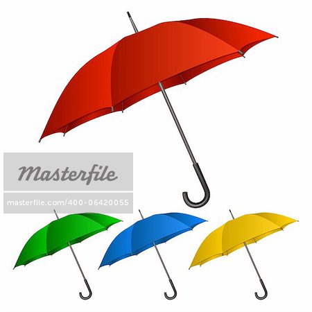 Set of umbrellas on white background. Vector illustration