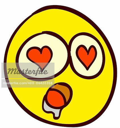 Emotional funny smiley. Done in comic doodle style.