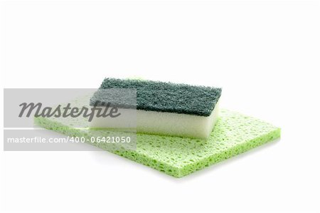 domestic cleaning sponges isolated