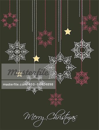 Christmas decoration background with snowflakes and stars