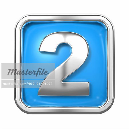 Silver Numbers in Frame, on Blue Background - Number 2